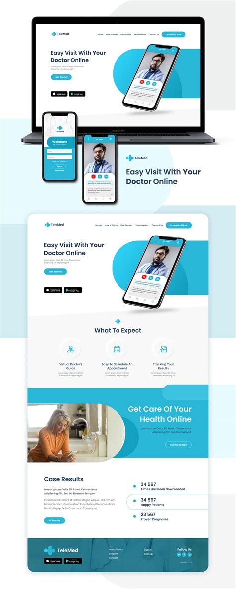 Telehealth Logo, Application and Landing page design on Behance