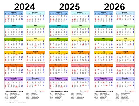 2024-2026 Three Year Calendar - Free Printable Word Templates