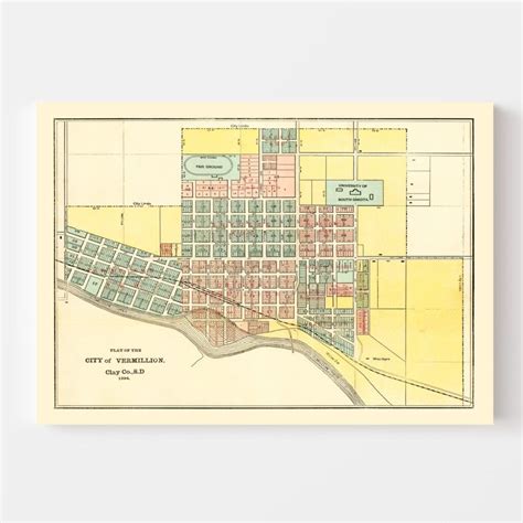 Vintage Map of Vermillion, South Dakota 1894 by Ted's Vintage Art