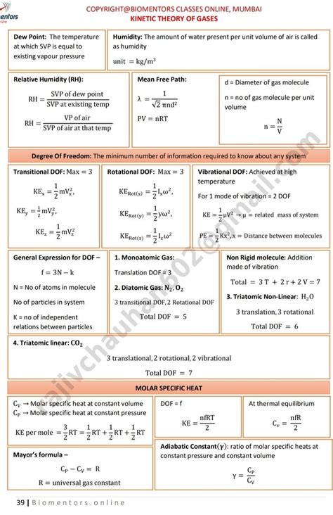 Formula: Kinetic Theory of Gases(3) | Kinetic theory, Learn physics ...