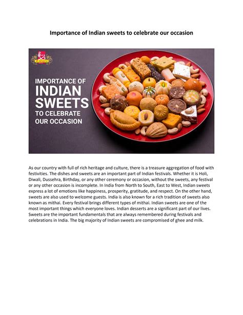 Importance of Indian sweets to celebrate our occasion by Sri Annapurna ...