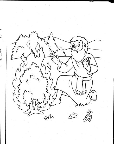 Moses And Burning Bush Coloring Page