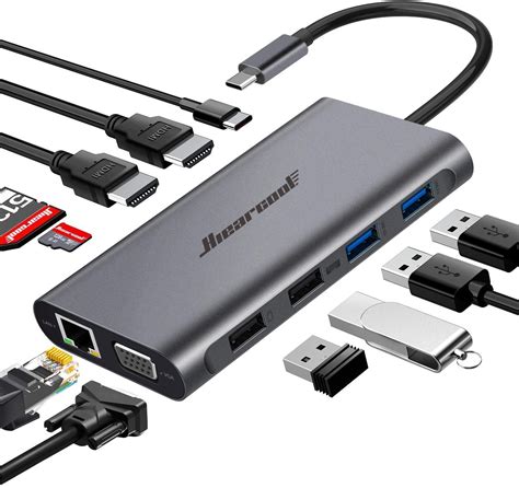 Hiearcool USB C Hub,USB-C Laptop Docking Station,11 in 1 Triple Display ...