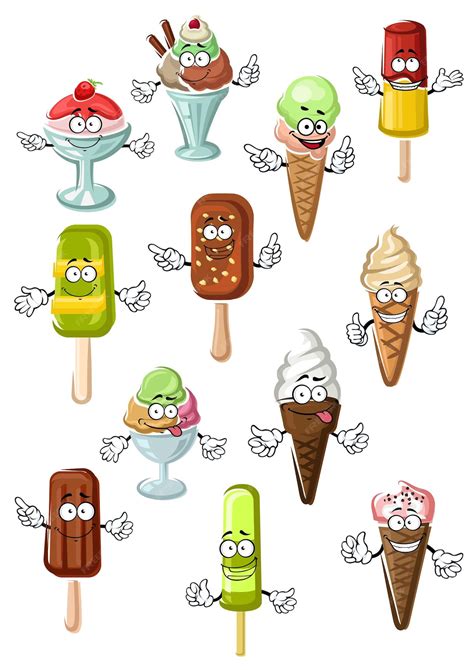 Premium Vector | Cartoon ice cream characters for desserts design