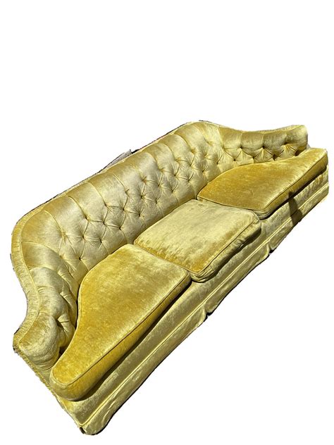 Vintage Yellow Velvet Sofa | Baci Living Room