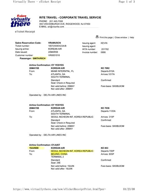 Sample Travel Itinerary for Chinese Visa Part 1