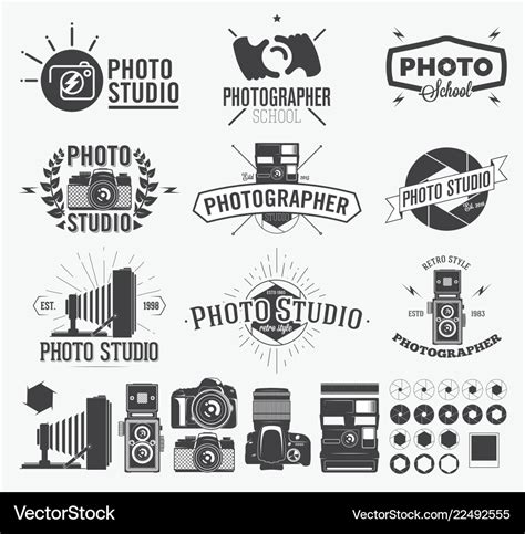 Photography and photo studio logo classic camera Vector Image