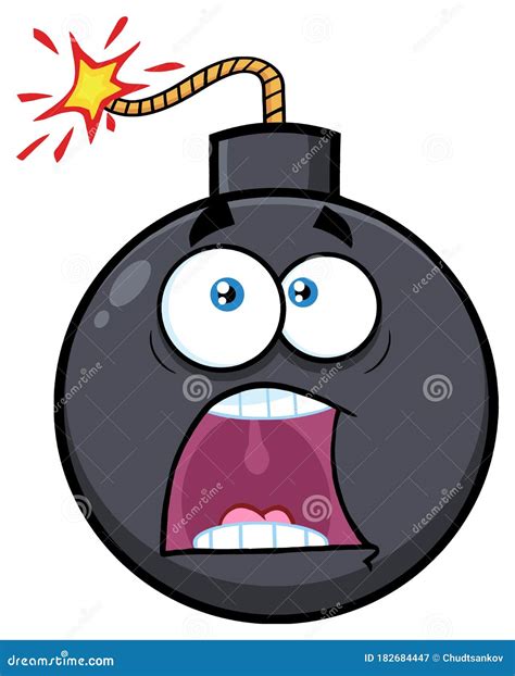 Funny Bomb Face Cartoon Mascot Character with Expressions a Panic Stock ...