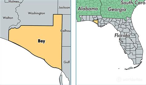 Bay County Florida Map | World Map Gray