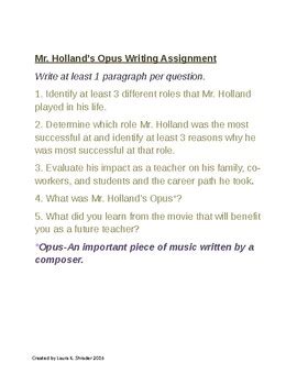 Mr Holland's Opus Essay by Future Teachers Toolbox | TPT