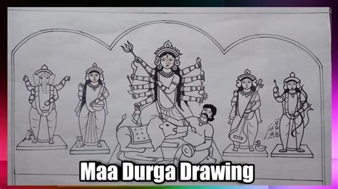 Durga Thakur Drawing Step By Step | Durga Puja Drawing Scenery | How To ...