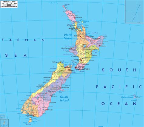 7 Free Printable Map of New Zealand Outline with North & South Island ...