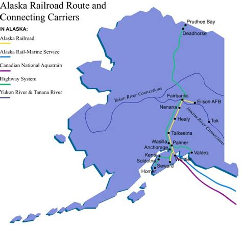 Mapa de rotas Alaska Railroad e portadores de ligação. | Route map ...