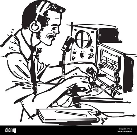 Ham Radio Operator - Retro Clipart Illustration Stock-Vektorgrafik - Alamy