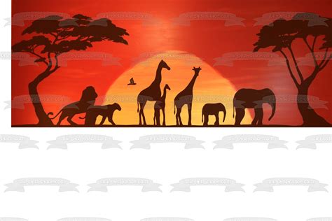 Disney The Lion King Animal Silhouettes Sunset Background Edible Cake ...