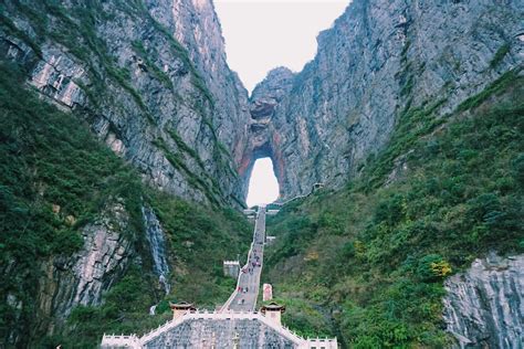 999 steps to Heaven’s Gate, Tianmen Mountain (plus waterfall to the ...