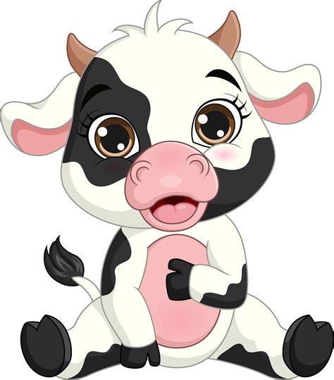 Cute little cow cartoon sitting 5112497 Vector Art at Vecteezy