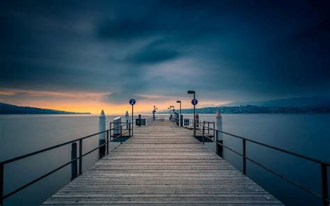 Nature Pier Bridge D River Water Sunset Night Beautiful - Beautiful ...