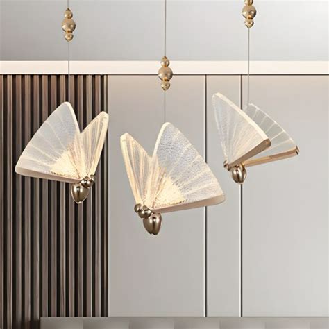 Decorative Butterfly Shaped Pendulum Light Acrylic Bedroom LED Hanging ...