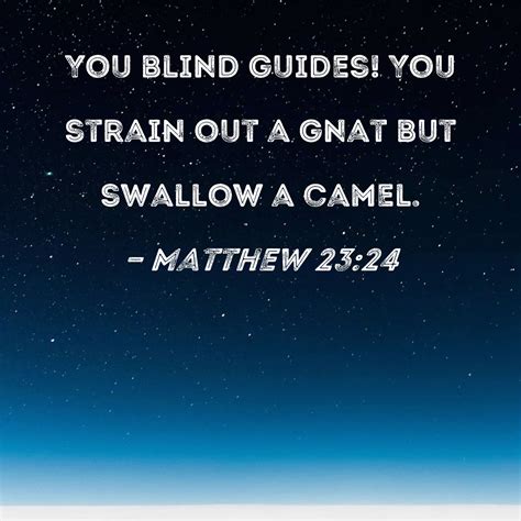 Matthew 23:24 You blind guides! You strain out a gnat but swallow a camel.