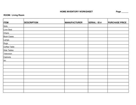 FREE 12+ Home Inventory Worksheet Templates in PDF MS Word | Excel