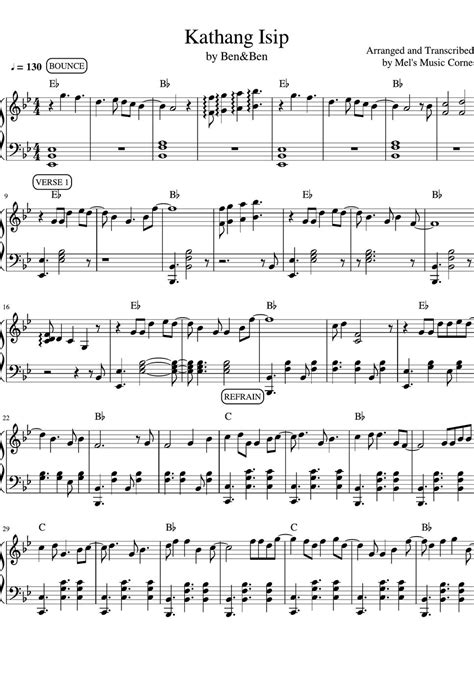 Ben&Ben - Kathang Isip (piano sheet music) 曲谱 by Mel's Music Corner