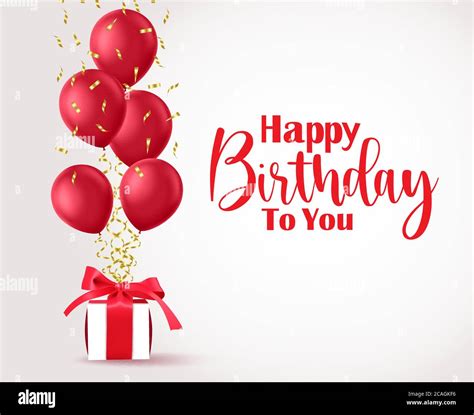 happy Birthday vector banner template. Happy birthday text with red ...