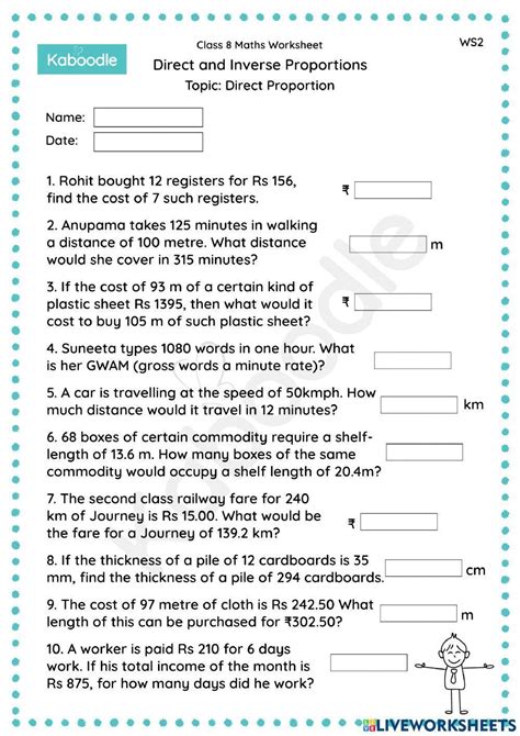 Direct and Inverse Proportions (Direct Proportion) interactive ...