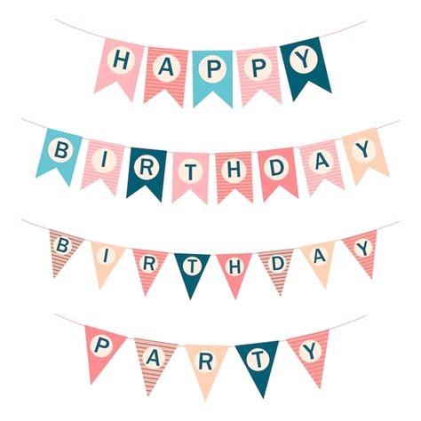 Premium Vector | Vector happy birthday flags. printable template flags ...