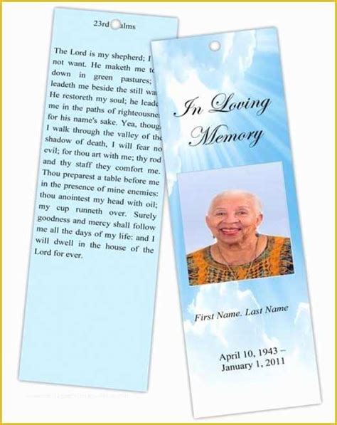 In Loving Memory Bookmark Template Free Of Designing Memorial Bookmarks ...