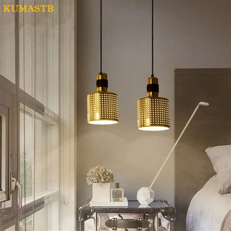 Creative Multiholes Lampshade Hanging Lamp Bedroom Bedside Small Metal ...