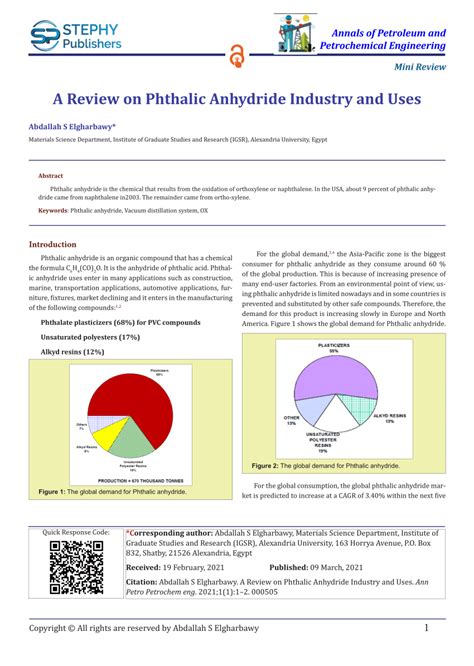 (PDF) A Review on Phthalic Anhydride Industry and Uses