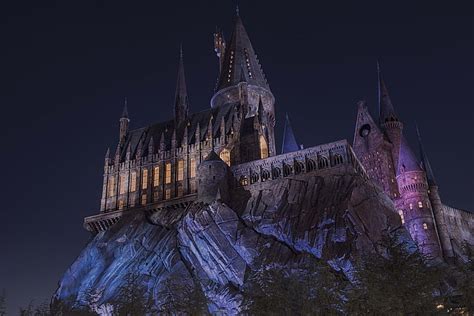 HD wallpaper: dark, trees, Hogwarts, landscape, magic, castle, night ...