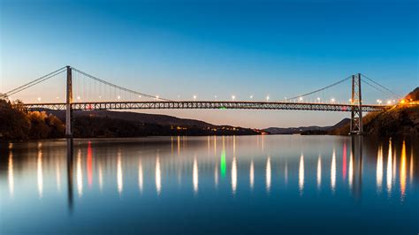 Bear Mountain Bridge at dusk. Photograph by Mihai Andritoiu - Pixels