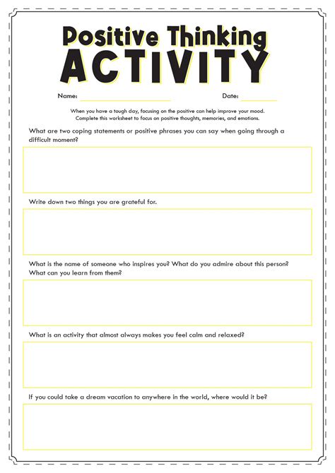 15 Positive Thinking Worksheets Printable | Self esteem activities ...