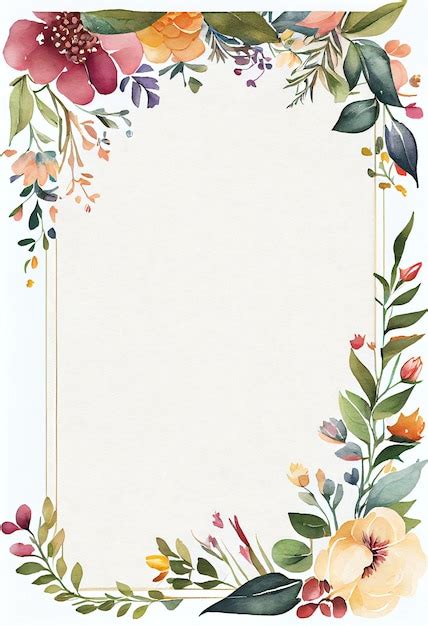 Premium Photo | A floral border with a gold frame on a white background ...