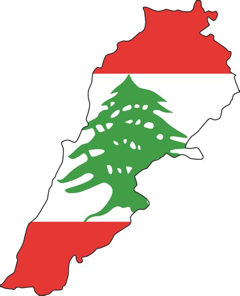 Lebanon map city color of country flag. 12177255 PNG