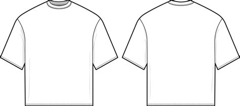 Boxy oversized fit t-shirt flat technical drawing illustration short ...