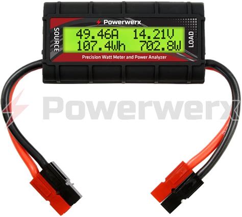 Powerwerx Watt Meter, DC Inline Power Analyzer, 45A Continuous, 12 ...