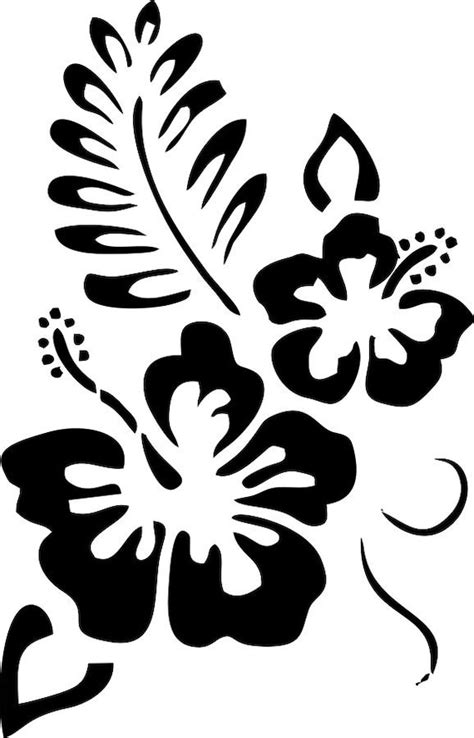 Hibiscus Silhouette Tropical Clip Art Botanical Illustration - Etsy