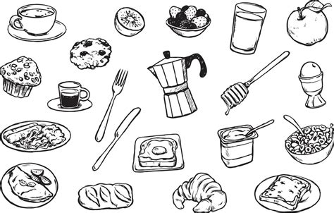 Handrawn Breakfast Doodles Set 5176182 Vector Art at Vecteezy