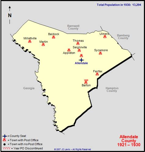 Allendale County, SC - 1921 to 1930