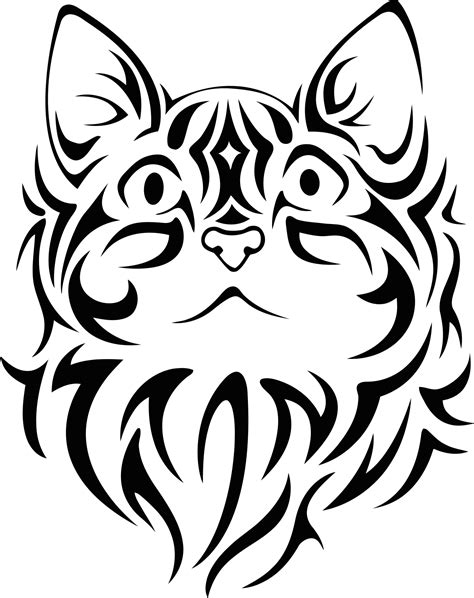 Pretty Tribal Cat Face Silhouette Vector Free Vector cdr Download ...