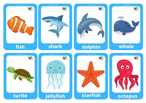 Sea Animals Game Cards / Mini Flashcards - Ezpzlearn.com