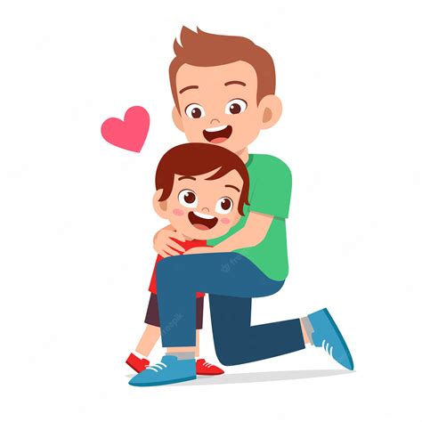 Premium Vector | Happy cute boy hugging dad love