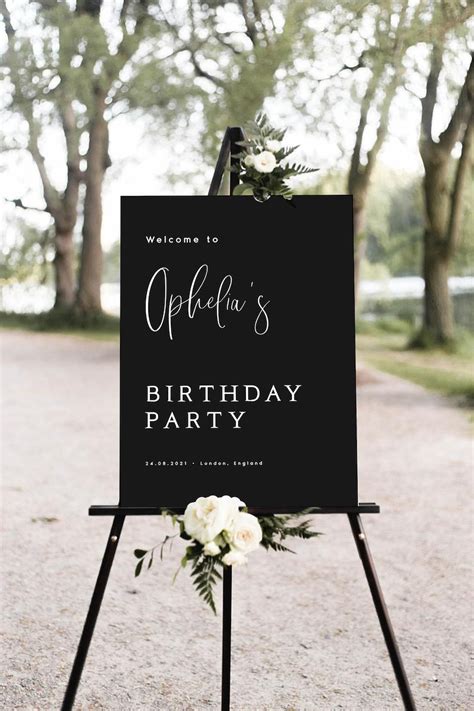 Black Welcome Birthday Party Sign Birthday Welcome Sign - Etsy UK