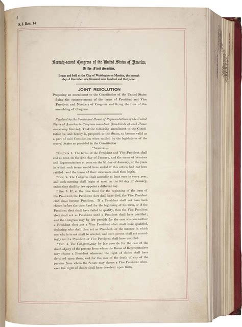 Twentieth Amendment | Ratification, Presidential Terms & Succession ...