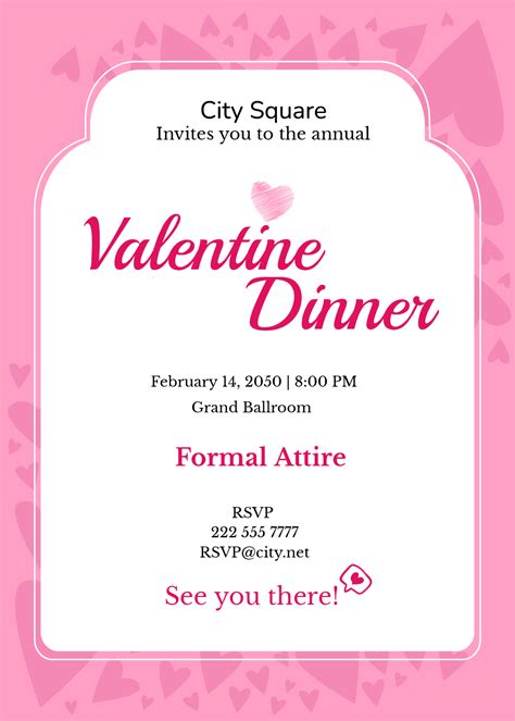 Valentine's Day Dinner Invitation Template in Illustrator, PSD, Pages ...