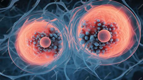 Premium AI Image | Medical illustration of cell division under a microscope