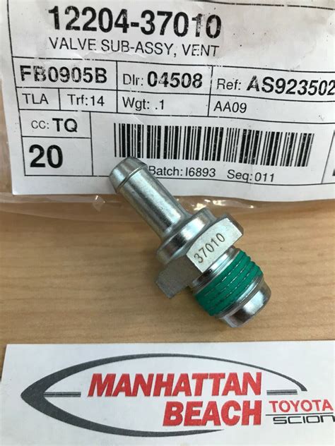 NEW GENUINE TOYOTA PCV VALVE 12204-37010 1.8L 2ZRFE & 2ZRFAE | eBay